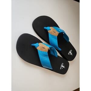 New Corky's Turquoise Faux Croc Print Flip Flops Womens Size 11